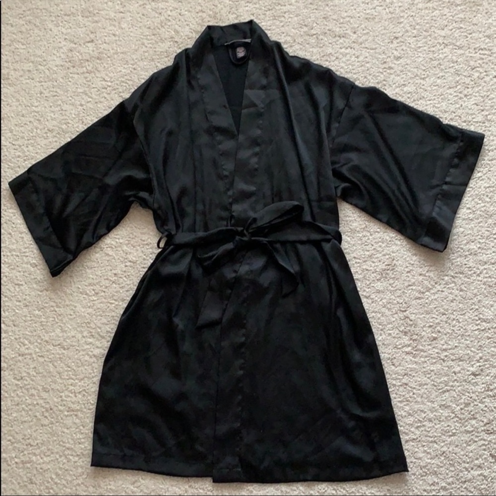 Victorias Secret black satin robe
